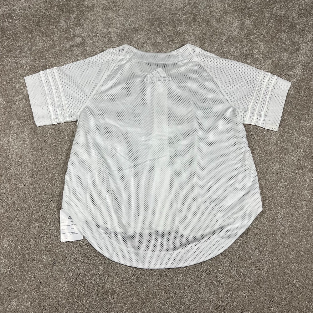 Adidas Womens White Size Small Mesh Button Up Sporty Fashion Jersey Shirt NWT - Picture 2 of 8